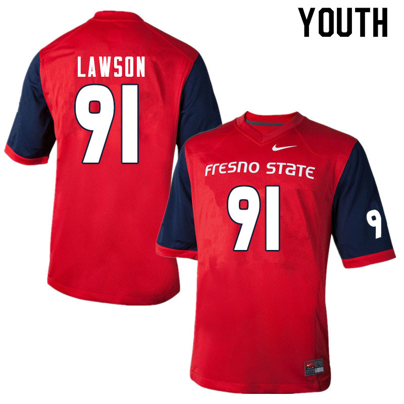 Youth #91 Matt Lawson Fresno State Bulldogs College Football Jerseys Sale-Red